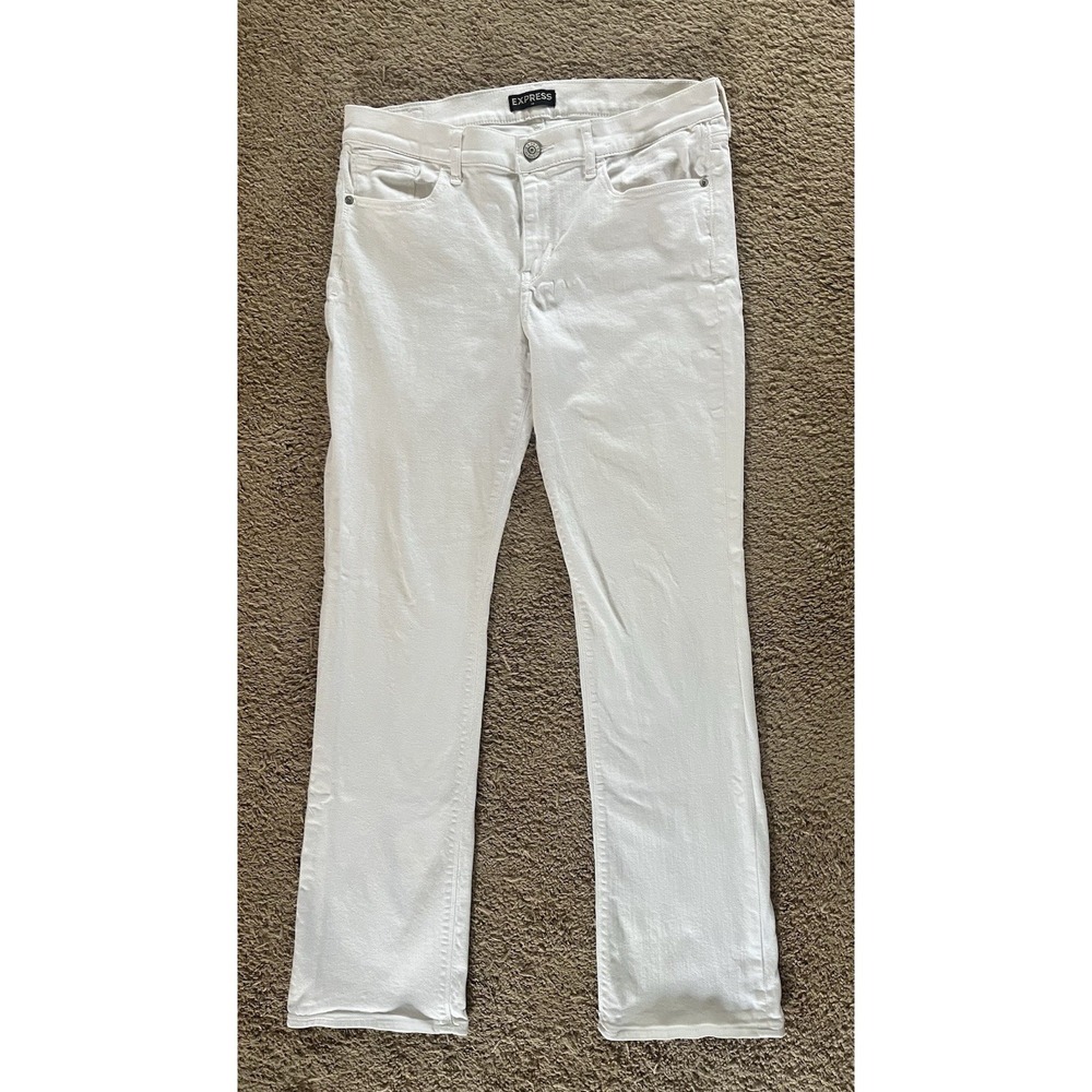 Express Barely Boot Jeans Womens 12R White Mid Rise Stretch Bootcut Denim Pants